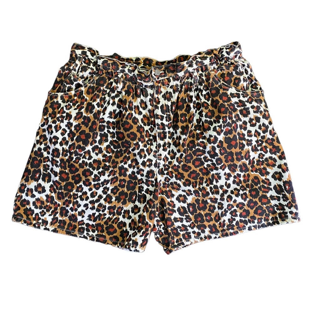 Vintage Gitano Denim Leopard Print Shorts Plus Size 22W 36 NWOT Mom Jeans 90s
